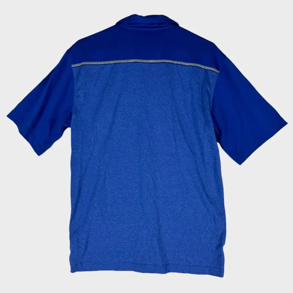 Bolle Golf Men Medium 100% Polyester Two Tone Blue Golf Polo Short Sleeve Shirt